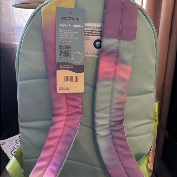 🩷💜LOGAN  ecotech backpack in blue and pink tie-dye 17”🩷💜 - Picture 5 of 10